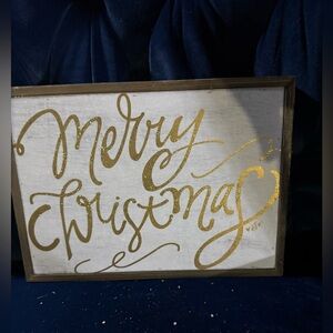 Gold and White Merry Christmas Sign